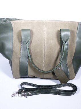 New Florence Leather Market smooth olive green soft Italian leather tote